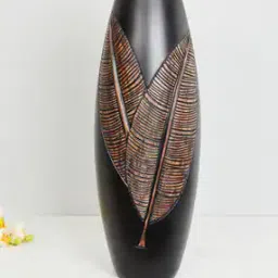 Textured Leaf Patterned Tall Vase-image-32