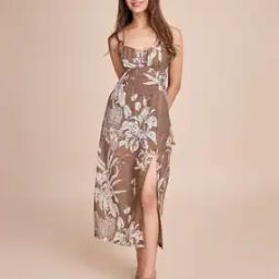 Women Tropical Bodycon Dress with Front-Slit-image-13