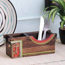 Dhokra Wooden CuACtlery Holder-31