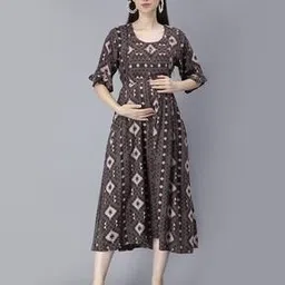 nightspree Geometric Print Round-Neck A-Line Dress-picture-14