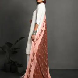 Handloom Woven Cotton Ikat Dupatta with Tassels-image-42