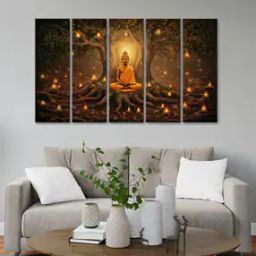 Lord Buddha Five Panel Wall Painting-image-34