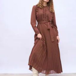 Mandarin NeckA-Line Dress-image-74