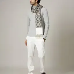 Men Geometric Print Scarf with Tassels-image-20