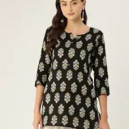 Women Floral Print Straight Kurti-image-9