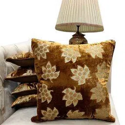 good vibes Set of 5 Leaf Print Velour Square Cushion Covers 16" x 16"-picture-17