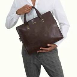 Men 15" Genuine Leather Laptop Bag-image-1