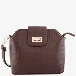 Croc-Embossed Sling Bag with Detachable Strap-image-52