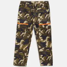 Camouflage Print Flat-Front Trousers-picture-32