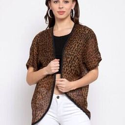 Animal Printed Short Sleeves Shrug-image-1