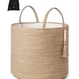 Solid Foldable laundry jute pot-20
