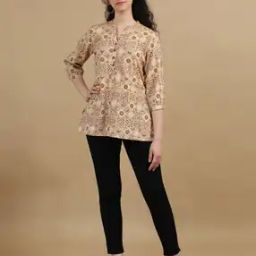 Women Printed Straight Kurti with Mandarin Collar-image-57