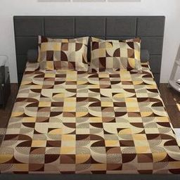 152 TC Geometric Print Double Bedsheet with Pillow Covers-image-15