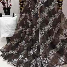 Women Embroidered Saree with Lace Border-image-72