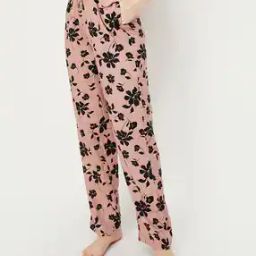 Women Floral Print Regular Fit Pyjamas with Drawstrings Waist-picture-4