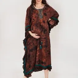 mom for sure by ketki dalal Printed Round-Neck Kaftan Dress-picture-23
