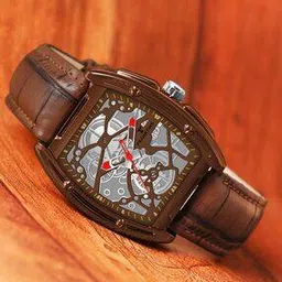 Men FT-0049 BW Rectangular Shaped Analogue Watch with Tang Buckle Closure-image-93