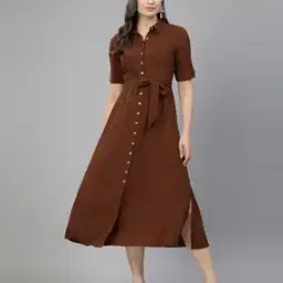 Women Shirt Dress with Side Slit-image-6