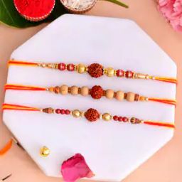 Tie-Up Set of 3 Divine Rudraksh Rakhi-image-5