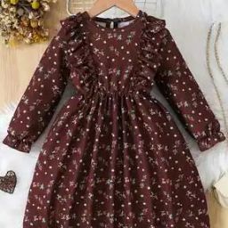 Girls Floral Print Fit & Flare Dress-image-123