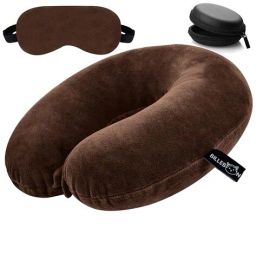 billebon Memory Foam Travel Neck Pillow with Button Closure image 1