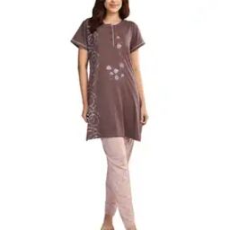 Women Embroidered Top with Pyjamas-image-69