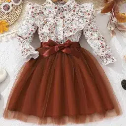 Girls Floral Print Fit & Flare Dress-image-74
