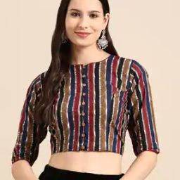 Women Striped Front-Open Blouse-picture-48