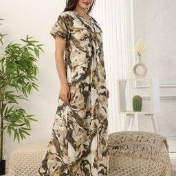 Women Long Abstract Printed Nighti -image-4