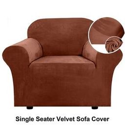 Velvet Single Seater Sofa Cover-40