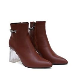 Women Ankle-Length Boots with Embellished Accent-image-5