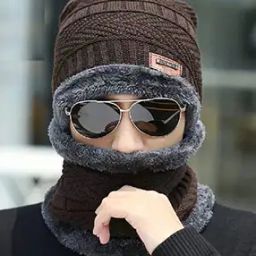 Knitted Beanie Cap with Muffler-image-49
