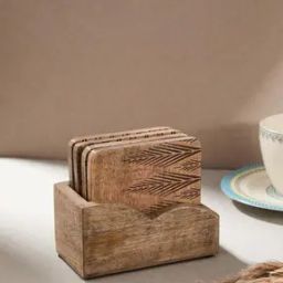 Natural Sehar Wooden Coasters - Set of 4-20