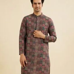 Men Micro Print Long Kurta-image-66