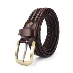 Webbed Leather Slim Belt-19