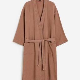 Crinkled Bath Robe with Tie-Up Belt-image-13