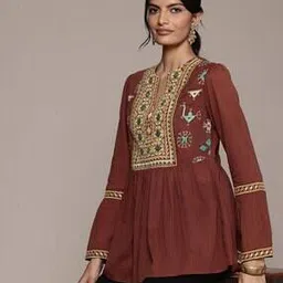 Women Embroidered A-Line Kurti-image-47