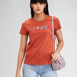 spykar Women Brand Print Regular Fit Crew-Neck T-Shirt-picture-19
