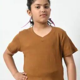 Girls Slim Fit V Neck T-Shirt-picture-17