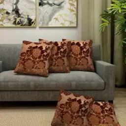 Set of 5 Floral Velvet Cushion Covers 16" x 16 "-49