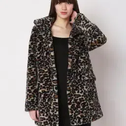 Leopard Print Front-Open Jacket with Flap Pockets-image-68