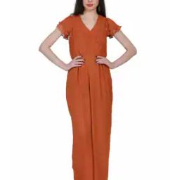 V-neck Jumpsuit with Cap Sleeves-image-50