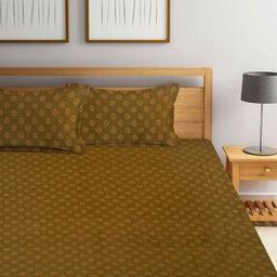 Block Print Double Size Bedcover with 2 Pillow Covers-9