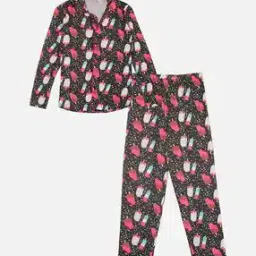 Girls Graphic Print Lounge Pants & Shirt Sets-image-7