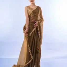 Women Lace Traditional Saree With Blouse -image-6