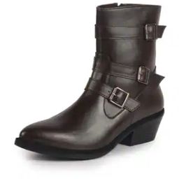 Women High Ankle Flared Heel Boots -image-40