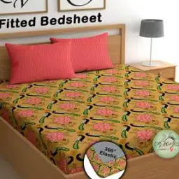 CG Homes 200 TC Cotton Double Printed Fitted (Elastic) Bedsheet-picture-29
