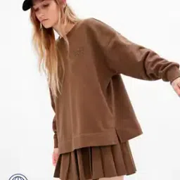Crew-Neck Tunic Sweatshirt with Side-Slits-image-27