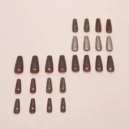 Set of 24 Artificial Reusable Nails with Leo-Pard Print-18
