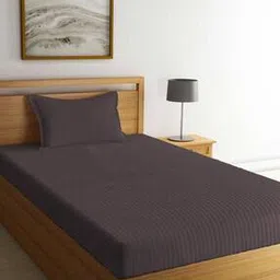 klotthe 300 TC Striped Single Bedsheet with Pillow Cover-picture-22